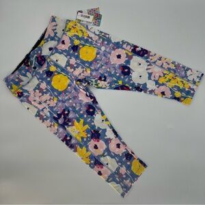 LuLaRoe Jade Womens Large Capri Workout Leggings Blue w/Floral Print NEW w/ Tags